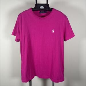 Polo Ralph Lauren Hot Pink Short Sleeve T-Shirt Cotton Pony Logo Women's XL